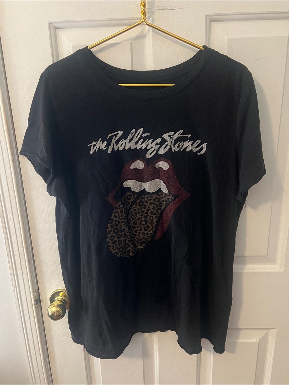 the Rolling Stones Black Kids Tee with Leopard Tongue Graphic